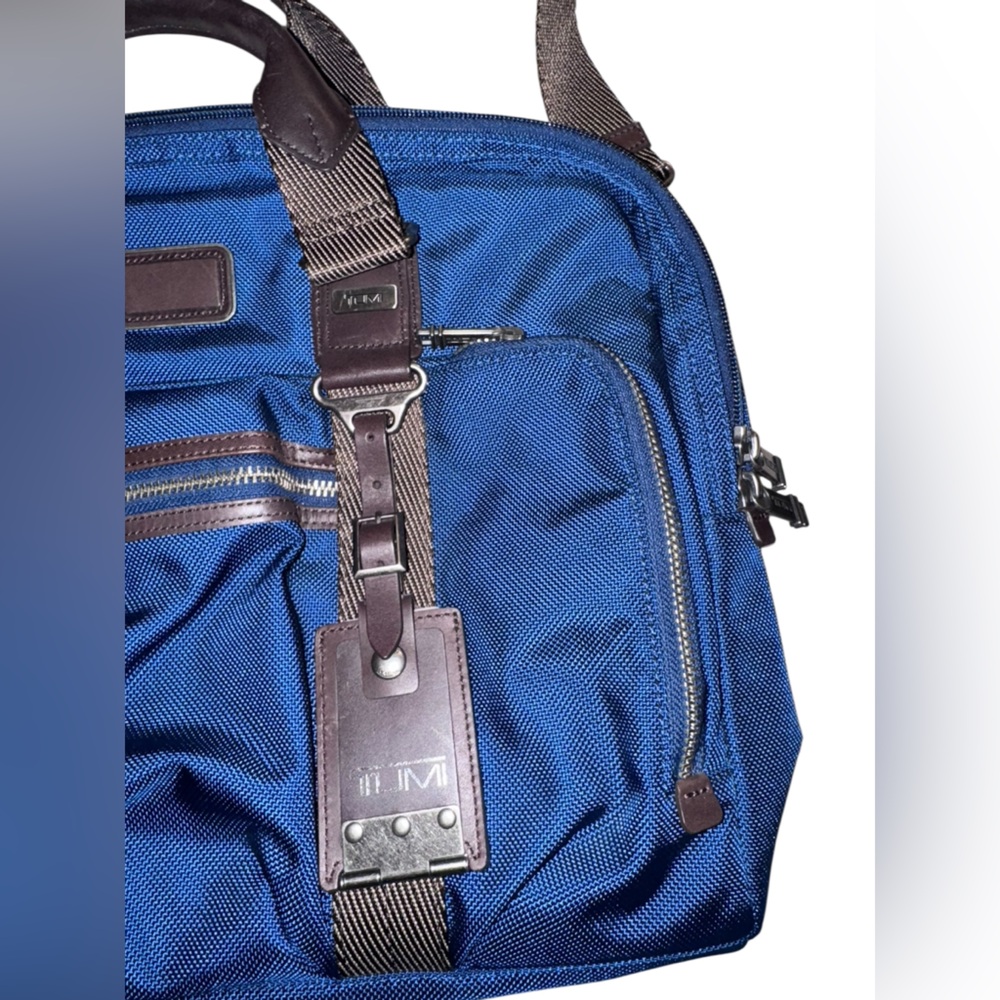 Tumi Blue Nylon Alpha Bravo McNair Slim Briefcase Bag - Picture 3 of 12